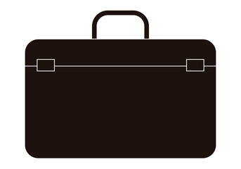 Icono negro de maletín en fondo blanco.