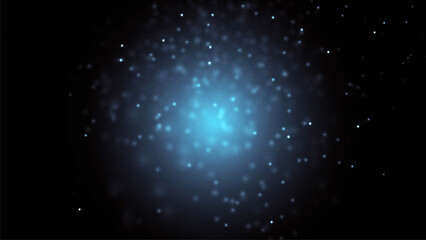 Blue abstract background with floating dots, mockup