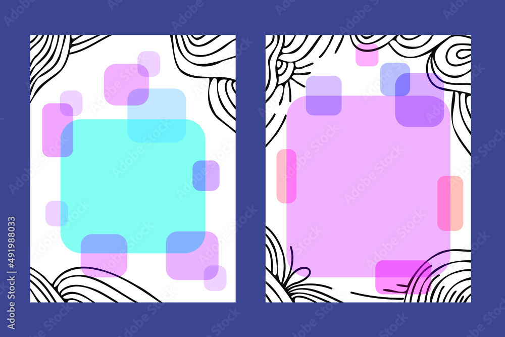 Poster abstract posters with flat transparent geometric shapes. frame for heading and text blank space. cop