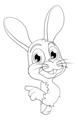 Easter Bunny Rabbit Cartoon Character Peeking Sign