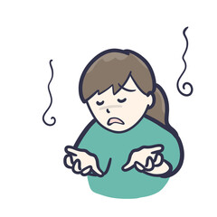 不平不満をこぼす女性のイラスト