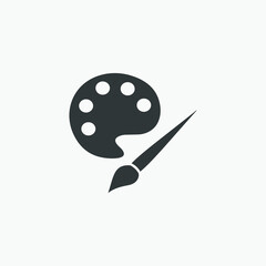 Painter palette art, paint brush icon vector isolated