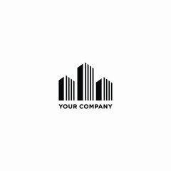Vector logo concept for accounting or real estate. Logo design with commercial building and bar graph