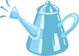 hand drawn blue teapot vector illustration