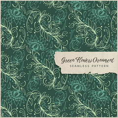 Green Flowers Seamless Pattern