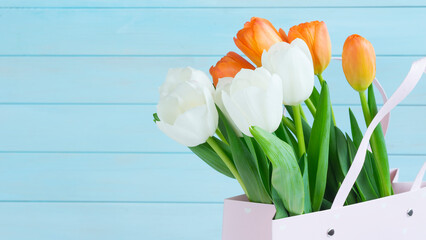 Beautiful tulips in a bag