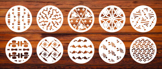 Set of 10 laser cut cnc cut template, stencil  