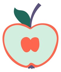 Fototapeta premium Halved apple with leaf, organic nutritious snack