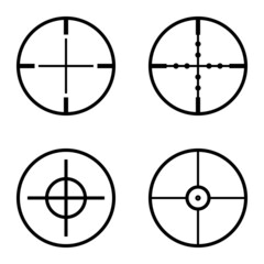 Crosshairs Flat Icon Set Isolated On White Background