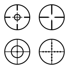 Crosshairs Flat Icon Set Isolated On White Background