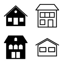 Houses Flat Icon Set Isolated On White Background