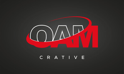 OAM creative letters logo with 360 symbol vector art template design