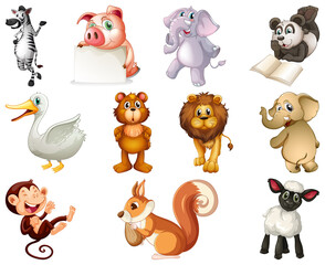 Set of animal cartoon character