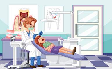 Fototapeta premium Dentist man examining patient teeth in clinic