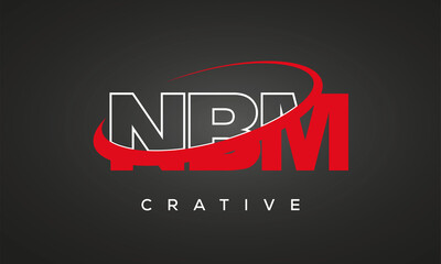 NBM creative letters logo with 360 symbol vector art template design