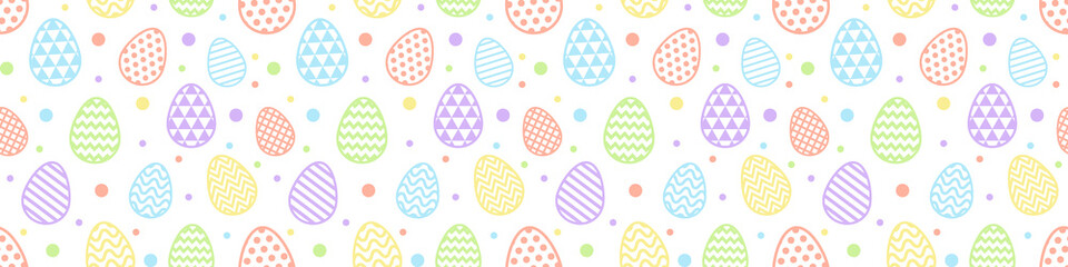 Easter banner with decorative eggs. Seamless pattern. Vector