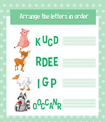 Arrange the letters in order on worksheet