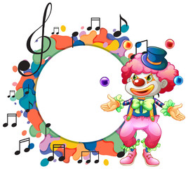 Cute clown with blank music note template