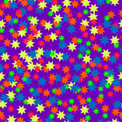 Fototapeta na wymiar Seamless pattern, small seven-pointed multicolored stars
