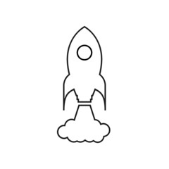 Rocket mission line icon isolated on white background 