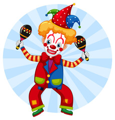 Obraz na płótnie Canvas Colourful clown cartoon character