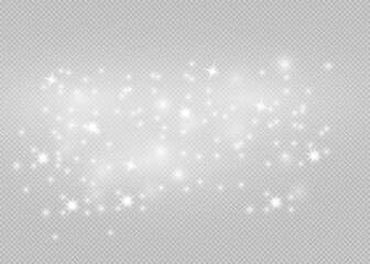 Abstract sparkling glitter texture. Shiny particle effect. Silver glittering space star dust trail of glittering particles on transparent background. Glare