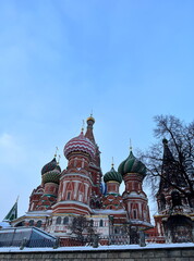 Fototapeta na wymiar St. Basil's Cathedral on a winter day. The Cathedral of Vasily the Blessed in Moscow. Capital. Red Square. Russia. Orthodox. Temple
