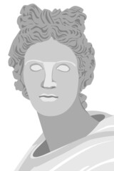 Vector drawing head of Ancient sculpture