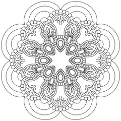 Leaf Flower Petal Coloring Mandala Art Simple Graphic Shape Vector Floral Oriental Outline Vintage Decorative Elements Pattern Illustration Islam Arabic Indian Turkish Mystic Religion Morals Lotus