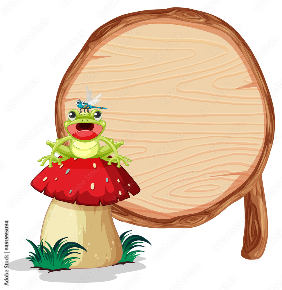 Sticker Blank round wooden signboard with animal