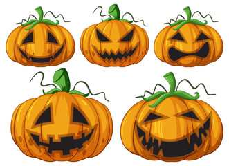 Set of different halloween pumpkin
