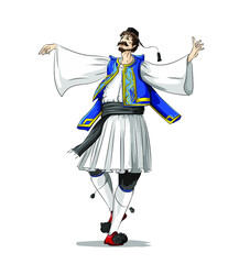 Greece traditional dance, men folk dress.