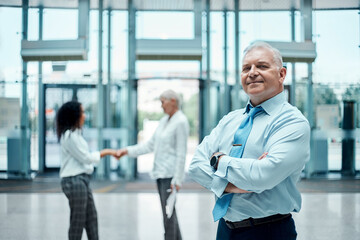 confident businessman standing in the hall of the business center.