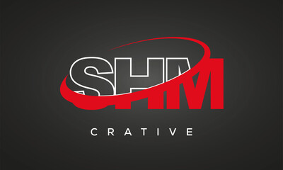 SHM creative letters logo with 360 symbol vector art template design