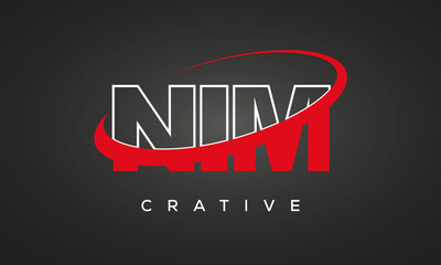 NIM creative letters logo with 360 symbol vector art template design