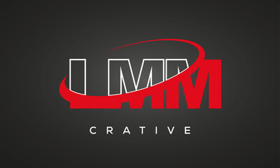 LMM creative letters logo with 360 symbol vector art template design
