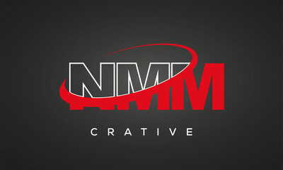 NMM creative letters logo with 360 symbol vector art template design