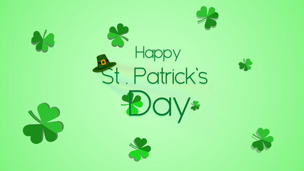 Happy St Patrick's Day holiday concept. Abstract Background with Green leaves and backdrop green color vector illustration.