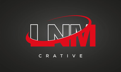 LNM creative letters logo with 360 symbol vector art template design