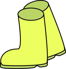 Children's rubber boots for rainy weather. Baby vector illustration
