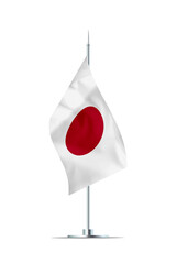 Fototapeta premium Small Flag of Japan on a Metal Pole