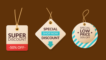 Advertising wobbler labels. Wobblers for sale with hot price and special offer. Discount price tags for promotion