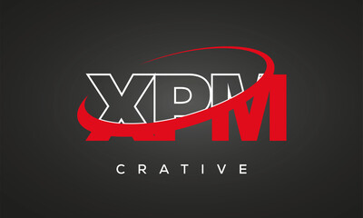 XPM creative letters logo with 360 symbol vector art template design	