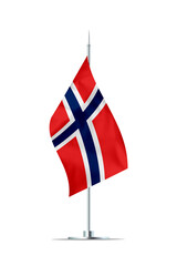 Small Flag of Norway on a Metal Pole