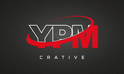 YPM creative letters logo with 360 symbol vector art template design	