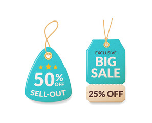 Advertising wobbler labels. Wobblers for sale with hot price and special offer. Discount price tags for promotion