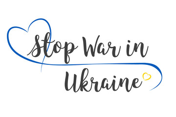 Stop war in Ukraine illustration with red and yellow hearts