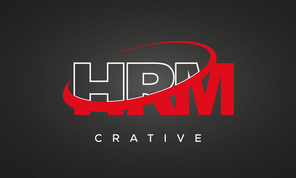 HRM creative letters logo with 360 symbol vector art template design	