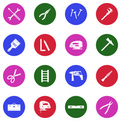 Fototapeta premium Home Tools Icons. White Flat Design In Circle. Vector Illustration.