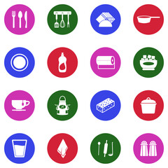 Fototapeta premium Kitchen Tools Icons. White Flat Design In Circle. Vector Illustration.
